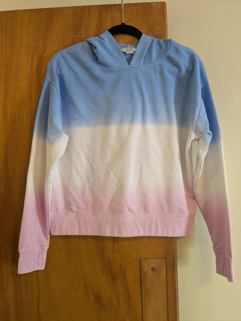Ombre Blue White Pink Hoodie Sweater
